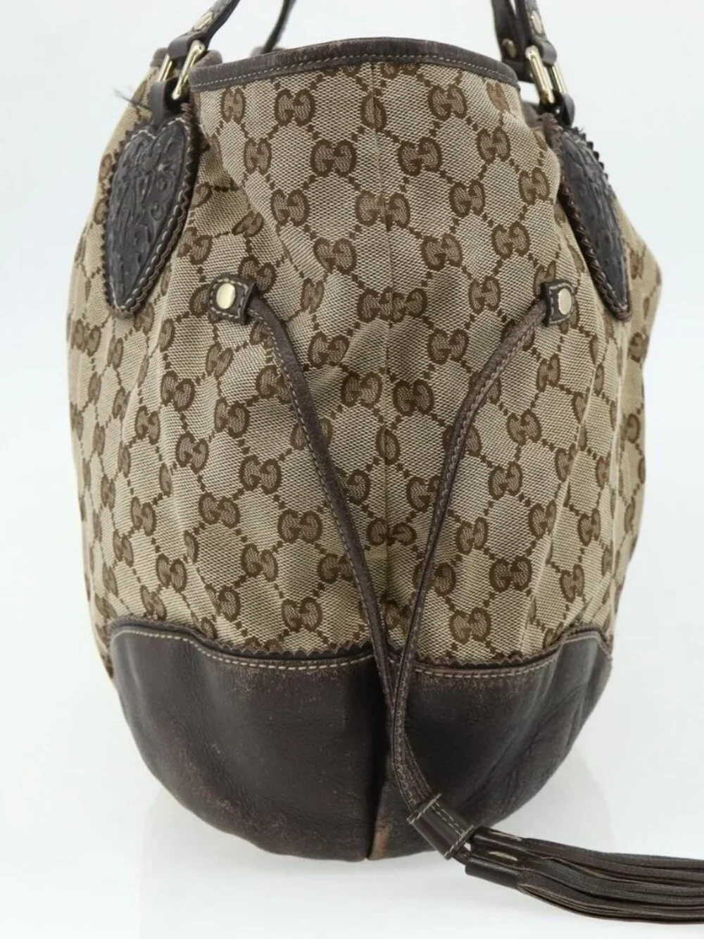 GUCCI GG Canvas Histeria Tote Bag Beige Gold 211954 Auth 175958